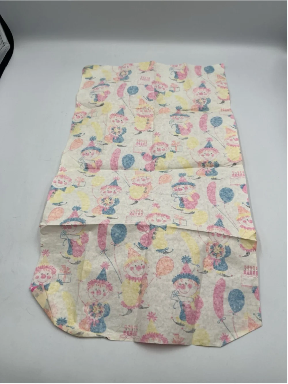 Vintage Tissue Paper 1960s Clowns Birthday 1 Sheet SEE ALL BRIGHT PRINT